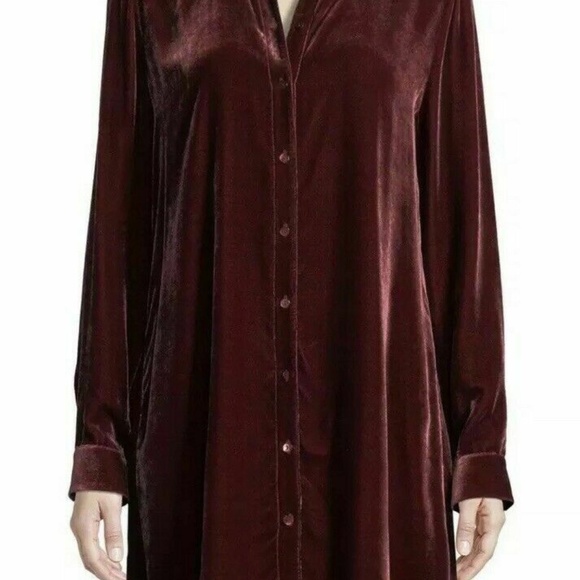 ❌SOLD❌NWT EILEEN FISHER Cassis Silk Velvet Shirt Dress Size L - Picture 6 of 16